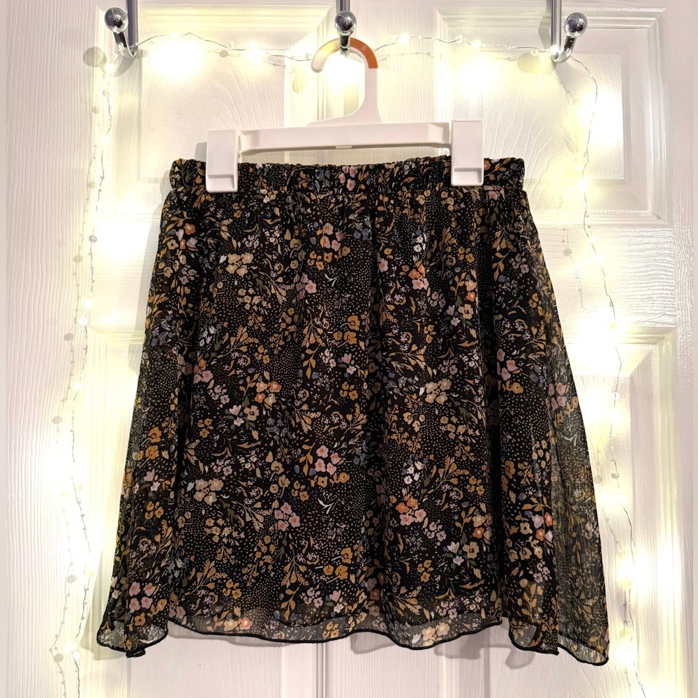 Black Floral Mini Skirt